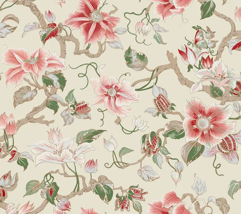 Ronald Redding Marguerite Vine wallpaper, color Cream, SKU GT4513