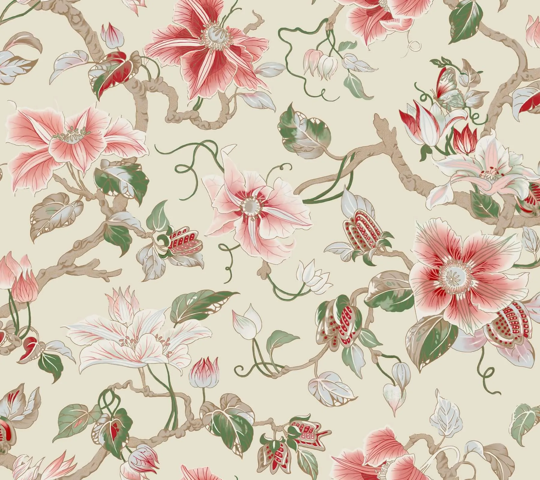 Ronald Redding Marguerite Vine wallpaper, color Cream, SKU GT4513