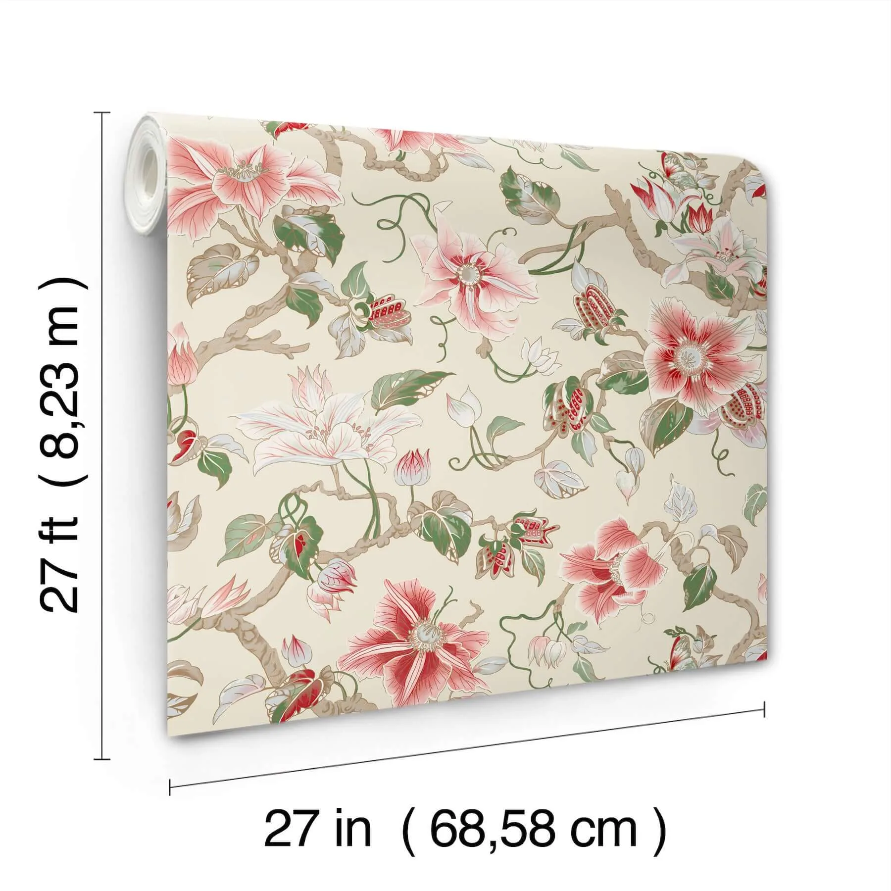 Ronald Redding Marguerite Vine wallpaper, color Cream, SKU GT4513