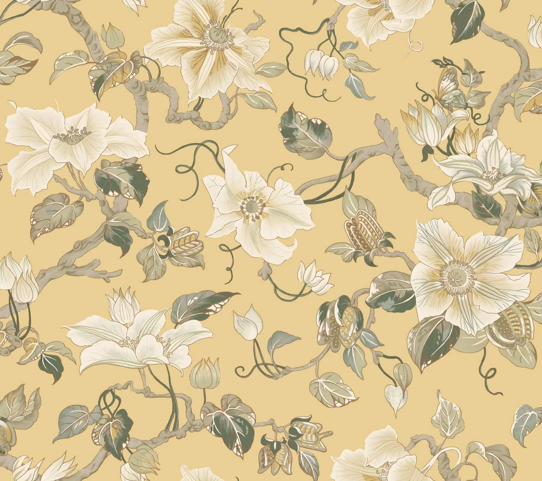 Ronald Redding Marguerite Vine wallpaper, color Yellow, SKU GT4515