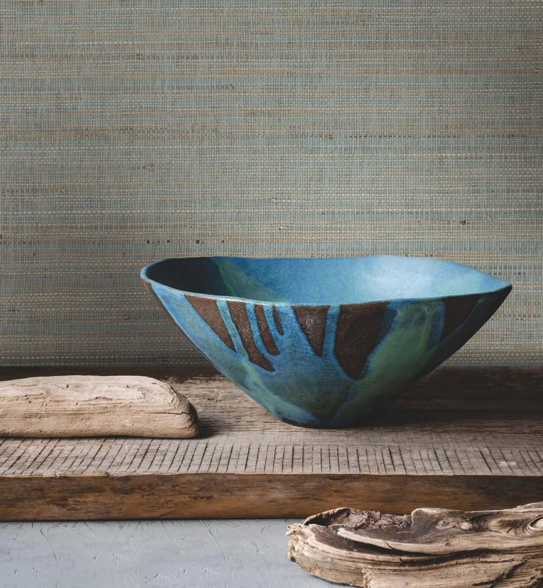 Ronald Redding Marled Abaca wallpaper, color Spruce, SKU GV0204