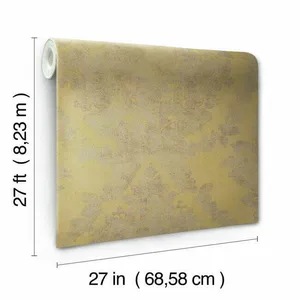 Ronald Redding Charleston Damask wallpaper, color Yellow, SKU HS7956