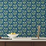 Ronald Redding Meadow Flowers - Navy & White Wallpaper | Buy Online Ronald Redding Meadow Flowers wallpaper, color Navy & White, SKU AC9151