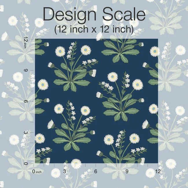 Ronald Redding Meadow Flowers - Navy & White Wallpaper | Buy Online Ronald Redding Meadow Flowers wallpaper, color Navy & White, SKU AC9151