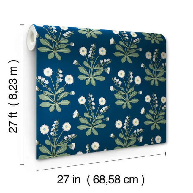 Ronald Redding Meadow Flowers - Navy & White Wallpaper | Buy Online Ronald Redding Meadow Flowers wallpaper, color Navy & White, SKU AC9151