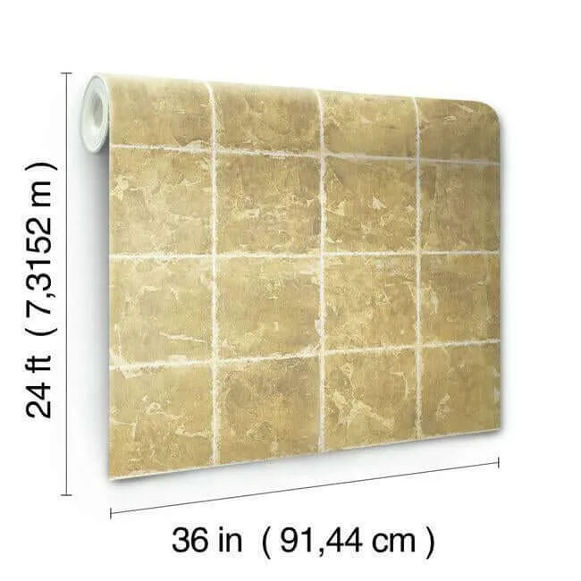 Ronald Redding Metal Leaf Squares wallpaper, color Gold, SKU KT2102