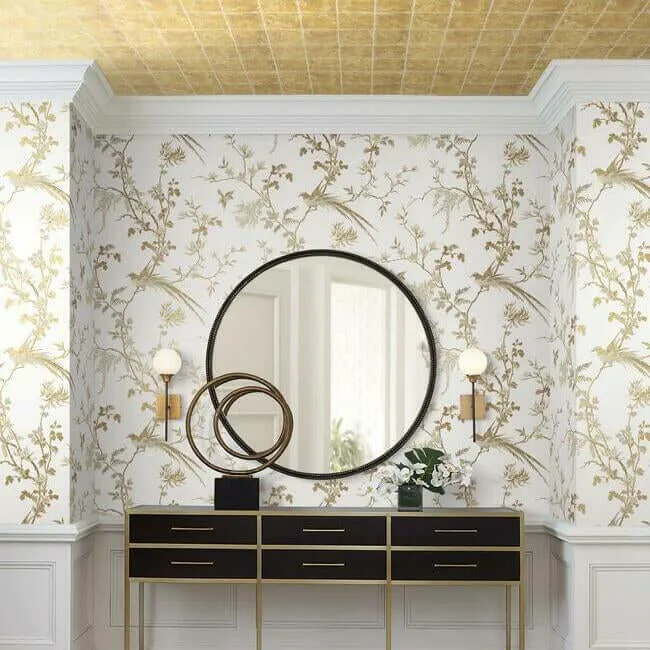 Ronald Redding Metal Leaf Squares - Gold Wallpaper | Buy Online Ronald Redding Metal Leaf Squares wallpaper, color Gold, SKU KT2102