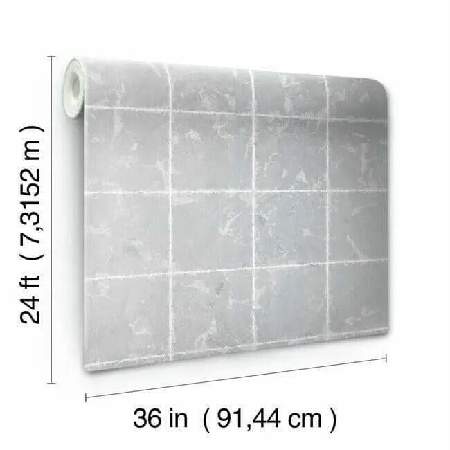 Ronald Redding Metal Leaf Squares wallpaper, color Silver, SKU KT2103