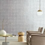 Ronald Redding Metal Leaf Squares - Silver Wallpaper | Buy Online Ronald Redding Metal Leaf Squares wallpaper, color Silver, SKU KT2103