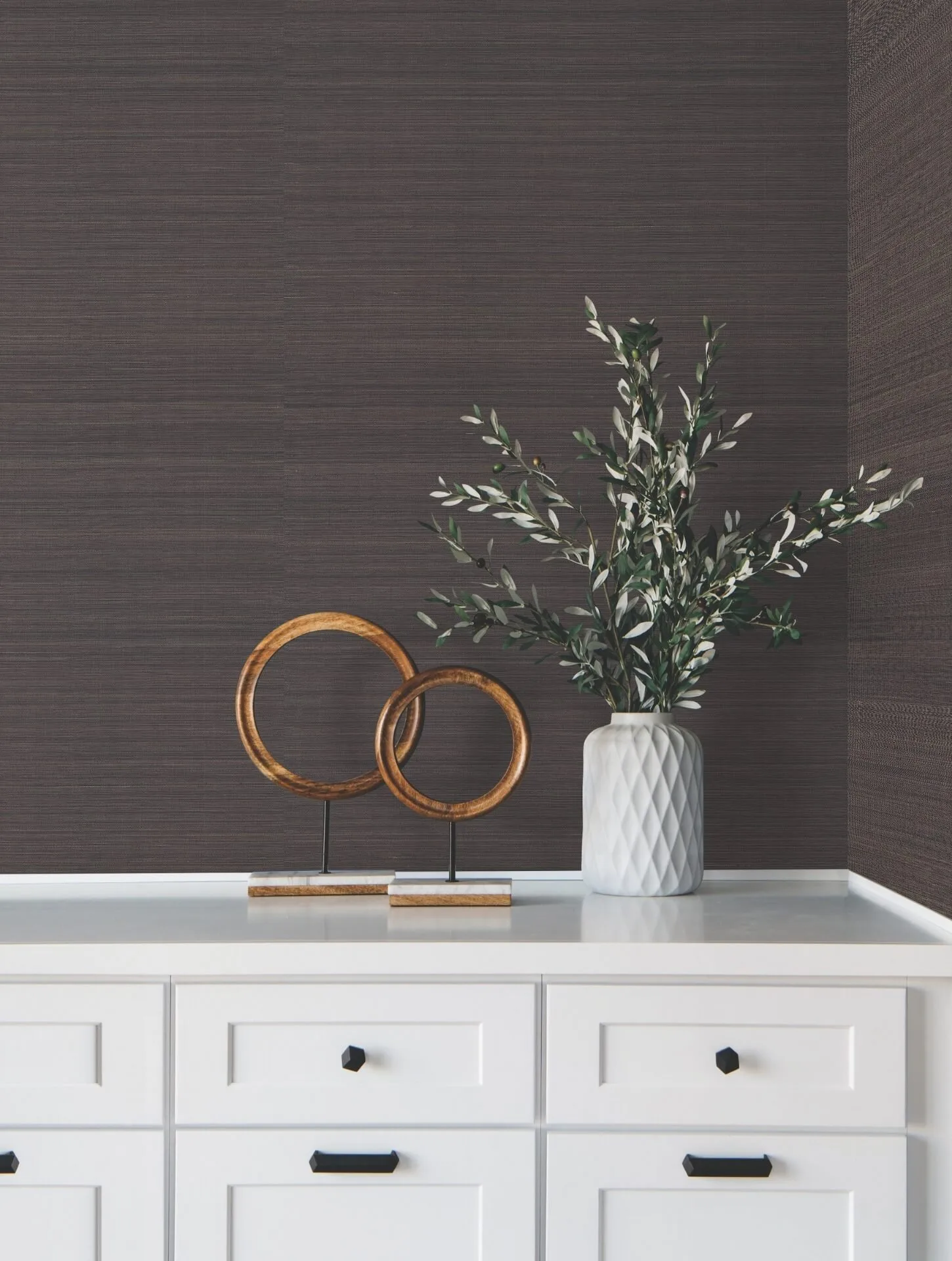 Ronald Redding Modern Abaca wallpaper, color Black, SKU GV0274