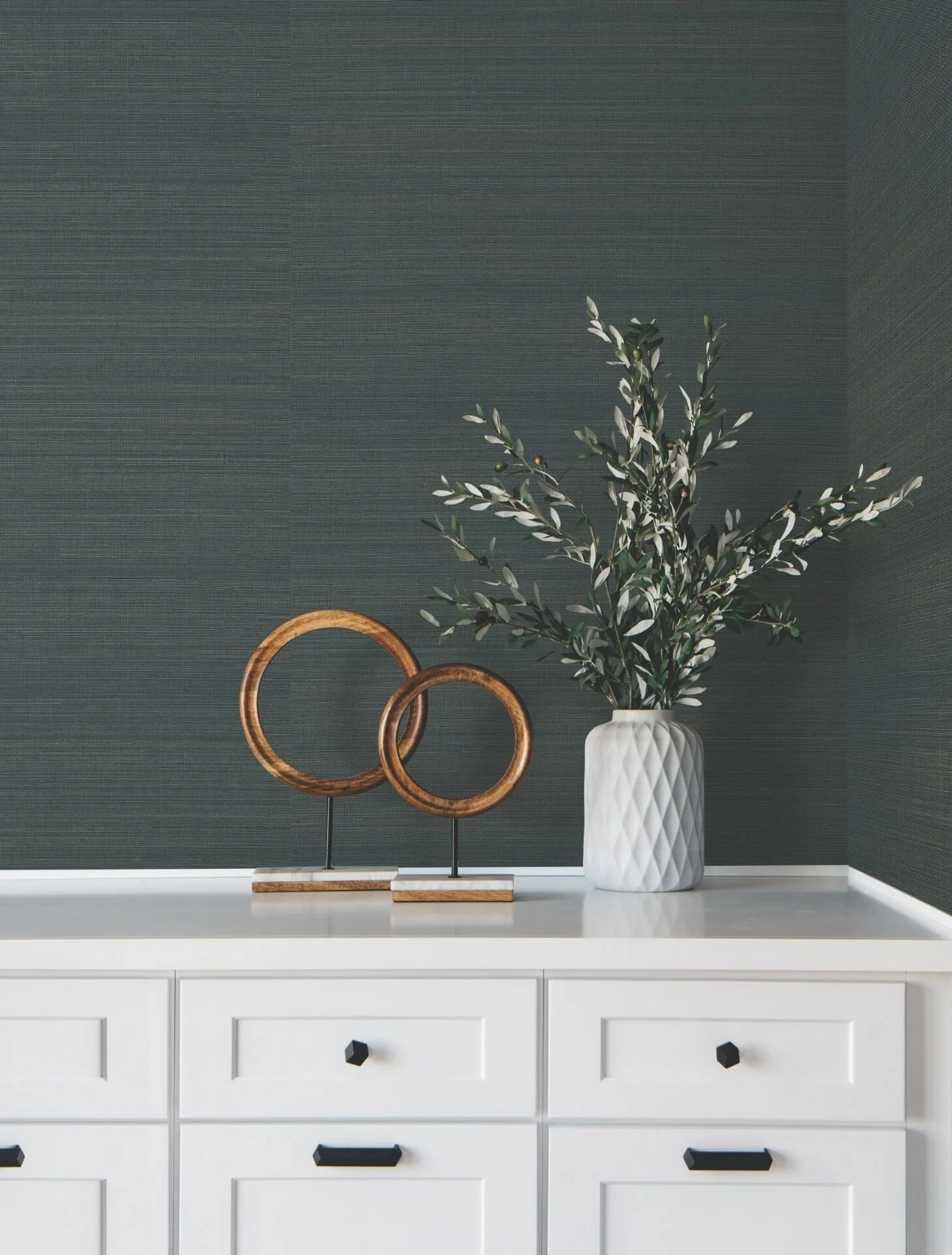 Ronald Redding Modern Abaca wallpaper, color Peacock, SKU GV0271