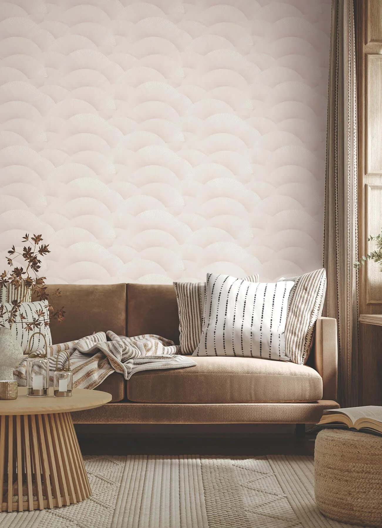 Ronald Redding Morning Shell wallpaper, color Blush, SKU ZA8026