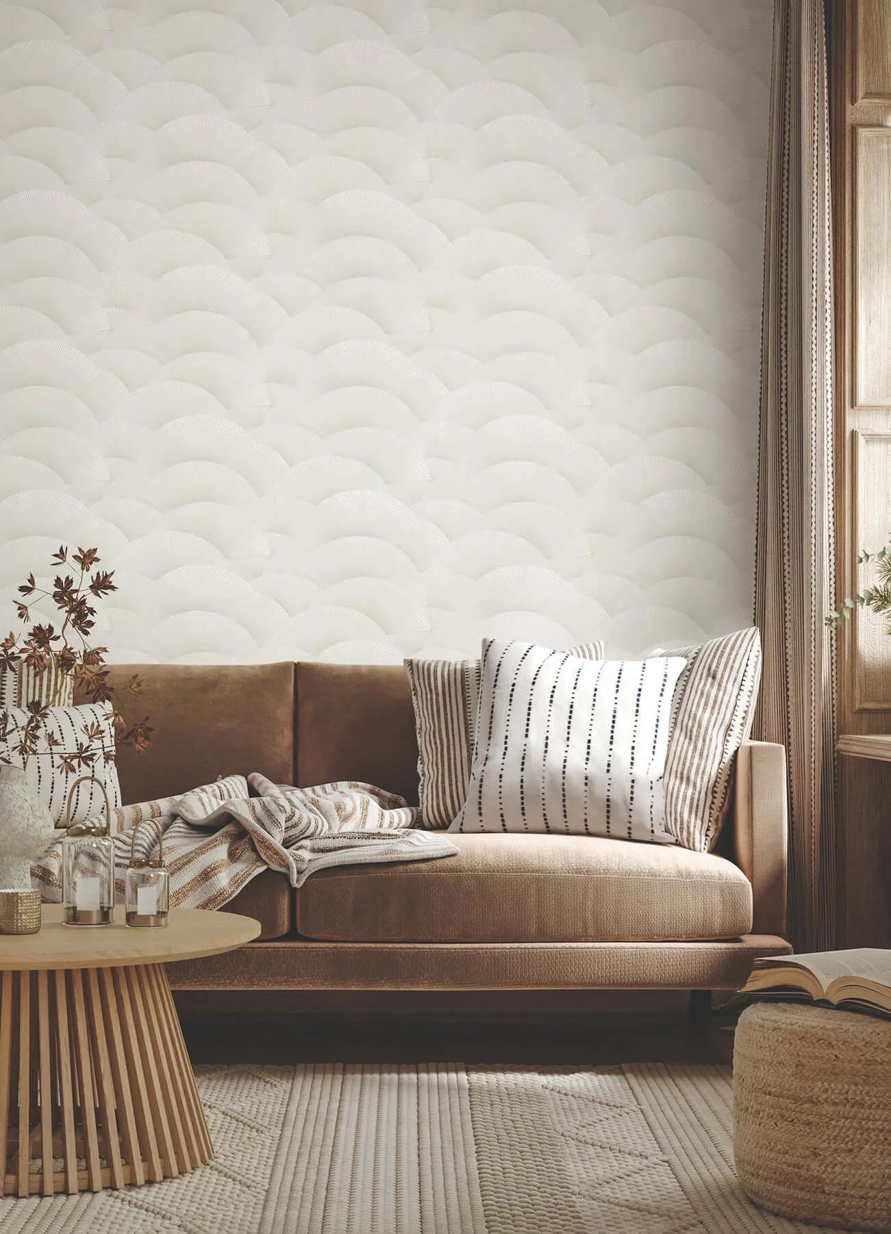 Ronald Redding Morning Shell wallpaper, color White & Silver, SKU ZA8023