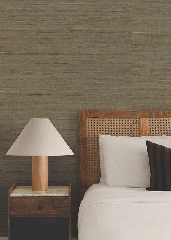 Ronald Redding Multicolored Hemp wallpaper, color Charcoal, SKU GRL88375