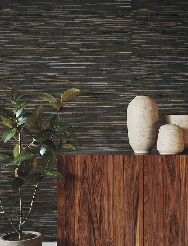 Ronald Redding Multicolored Hemp wallpaper, color Gunmetal, SKU GRL88379