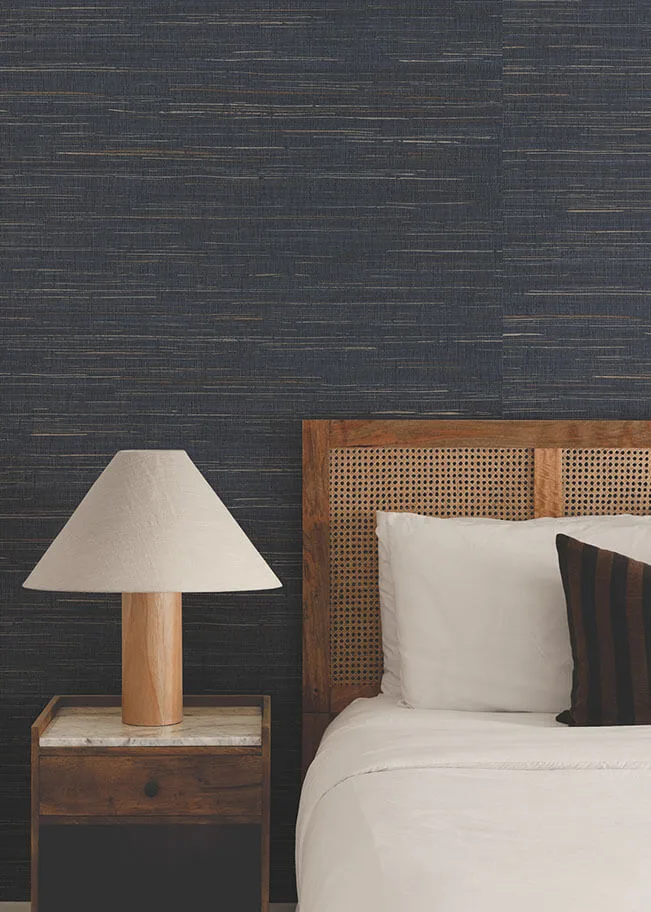 Ronald Redding Multicolored Hemp wallpaper, color Navy, SKU GRL88381