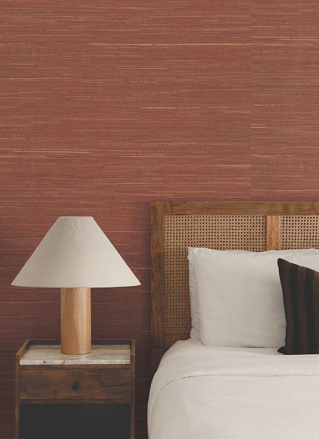 Ronald Redding Multicolored Hemp wallpaper, color Sunset, SKU GRL88471