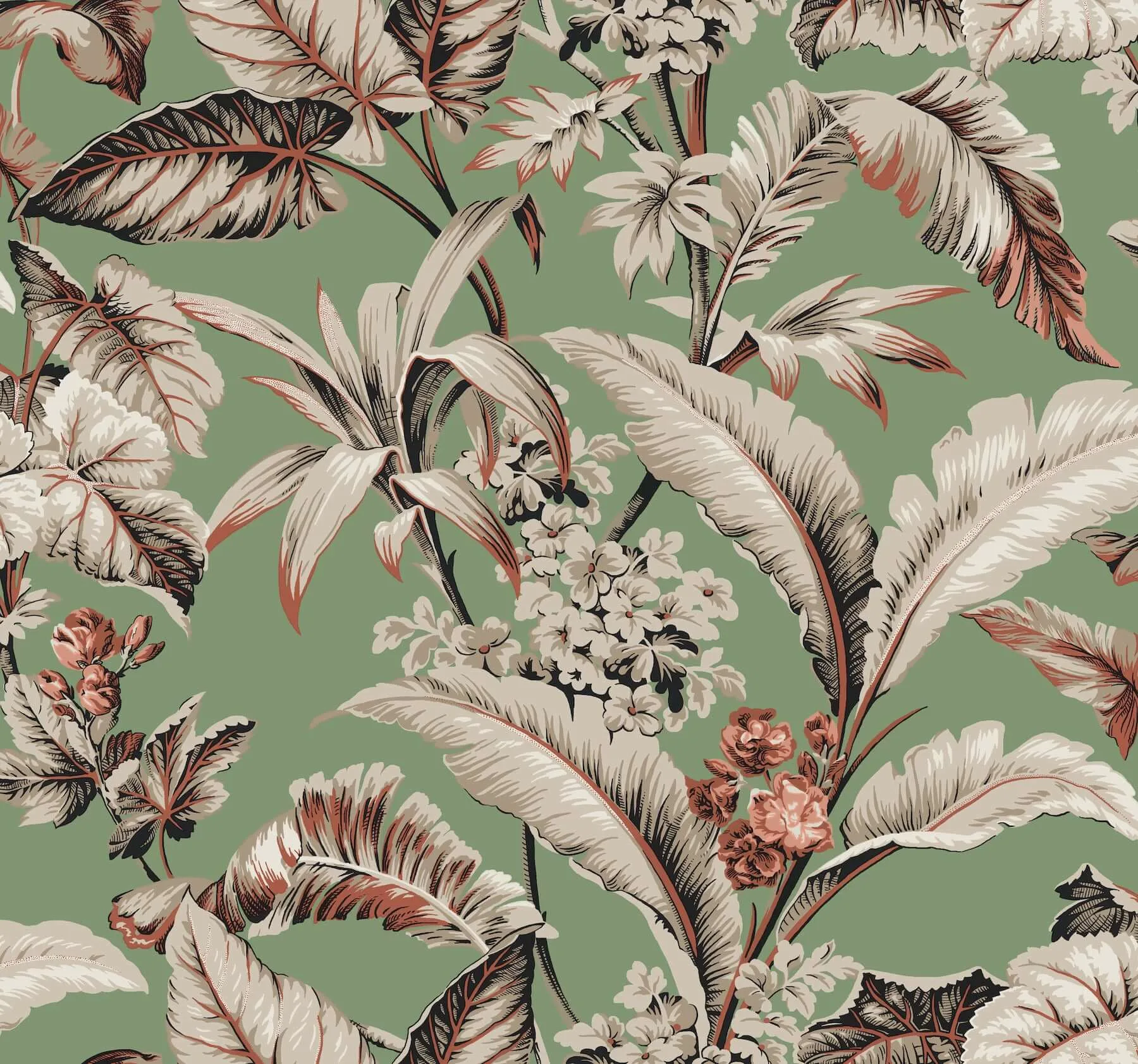 Ronald Redding Mystic Isle wallpaper, color Green, SKU GT4505