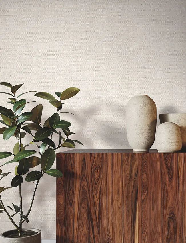 Ronald Redding Painted Raffia wallpaper, color White / Natural, SKU YGL7042