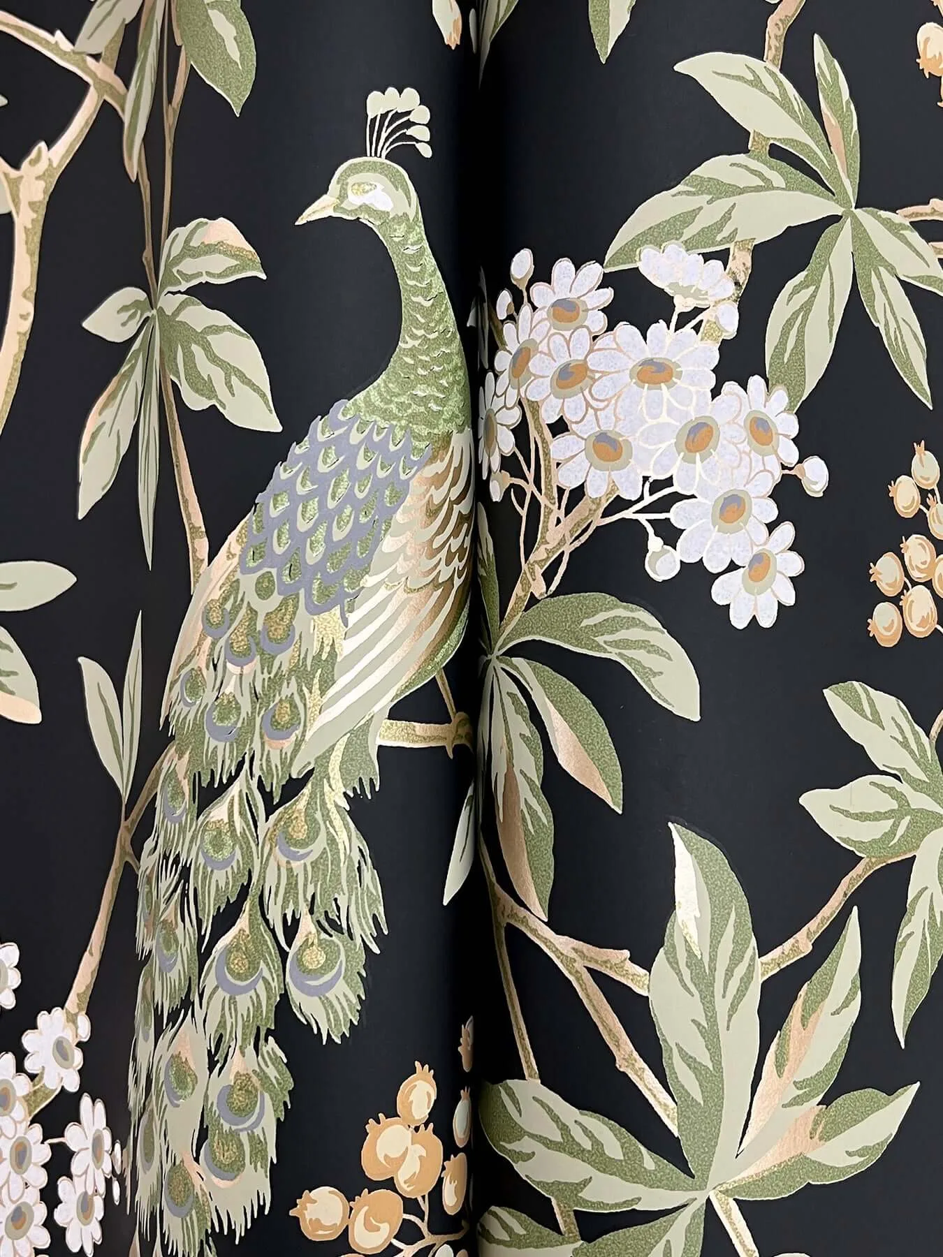 Ronald Redding Peacock Estate - Black Wallpaper | Buy Online Ronald Redding Peacock Estate wallpaper, color Black, SKU MX9662