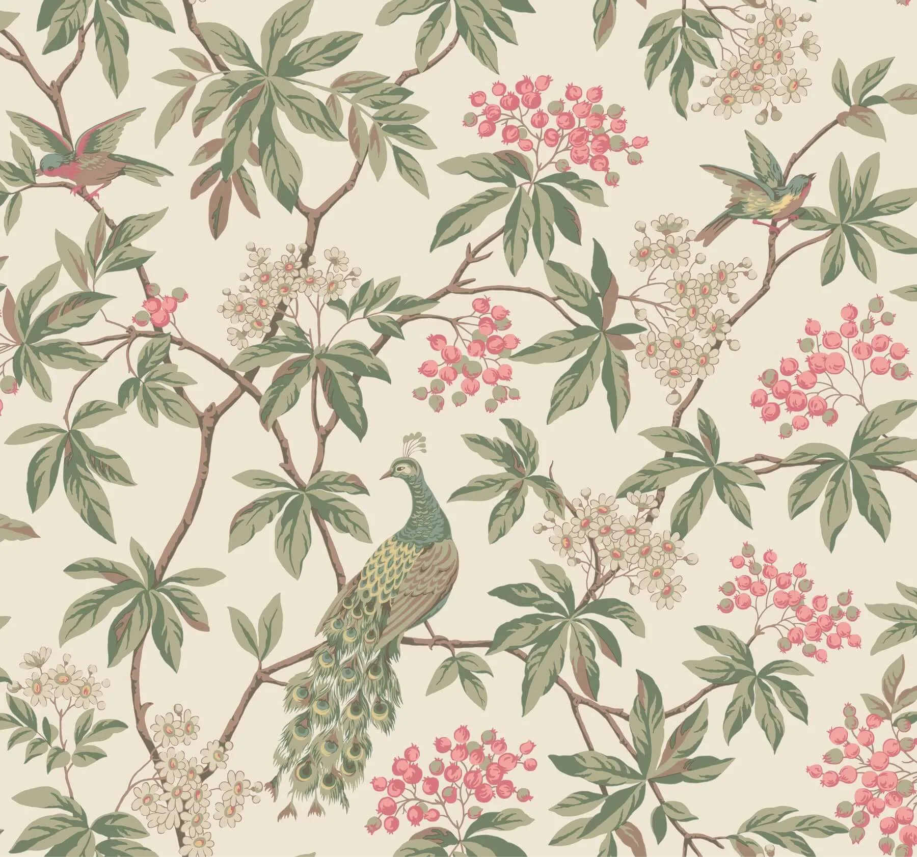 Ronald Redding Peacock Estate wallpaper, color Cream, SKU MX9665