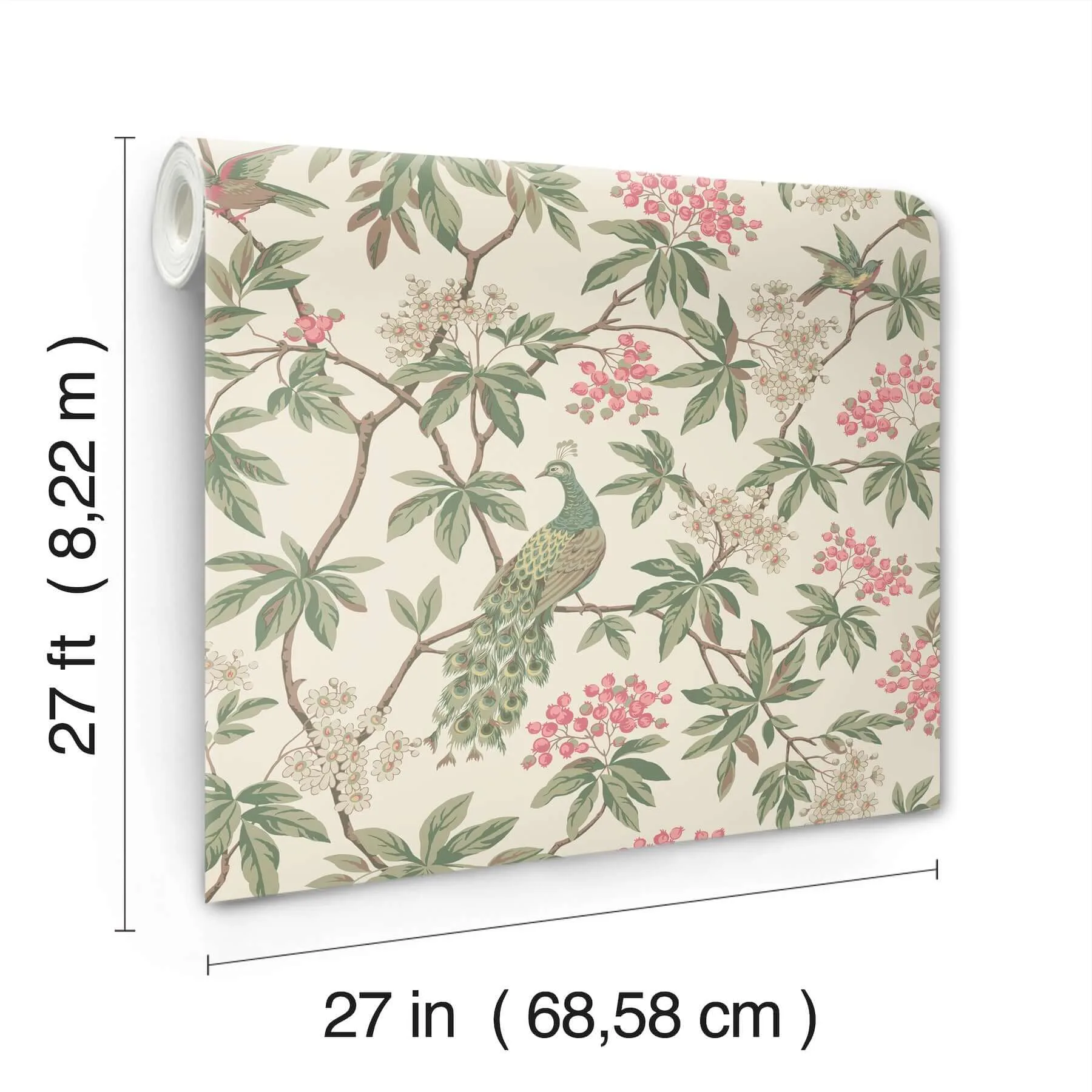 Ronald Redding Peacock Estate wallpaper, color Cream, SKU MX9665