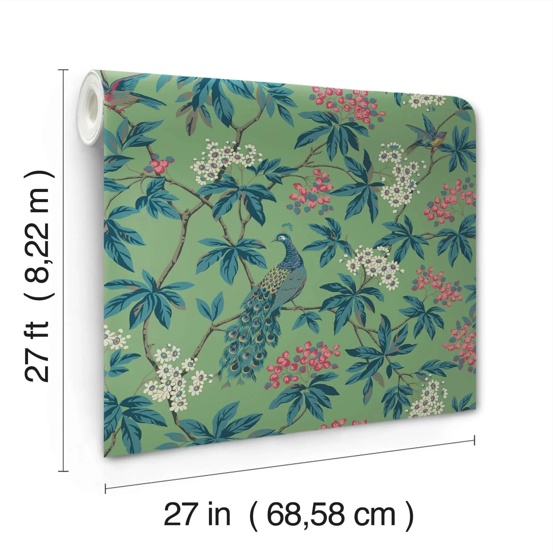 Ronald Redding Peacock Estate - Green Wallpaper | Buy Online Ronald Redding Peacock Estate wallpaper, color Green, SKU MX9664