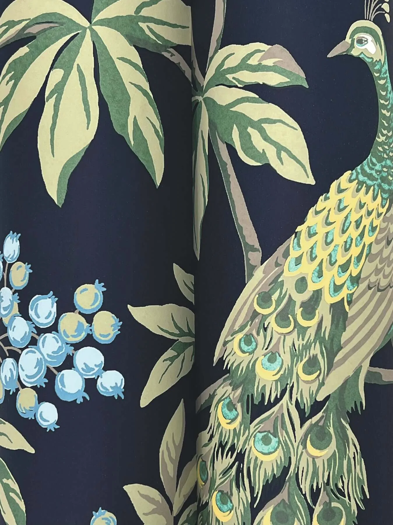 Ronald Redding Peacock Estate wallpaper, color Navy, SKU MX9661
