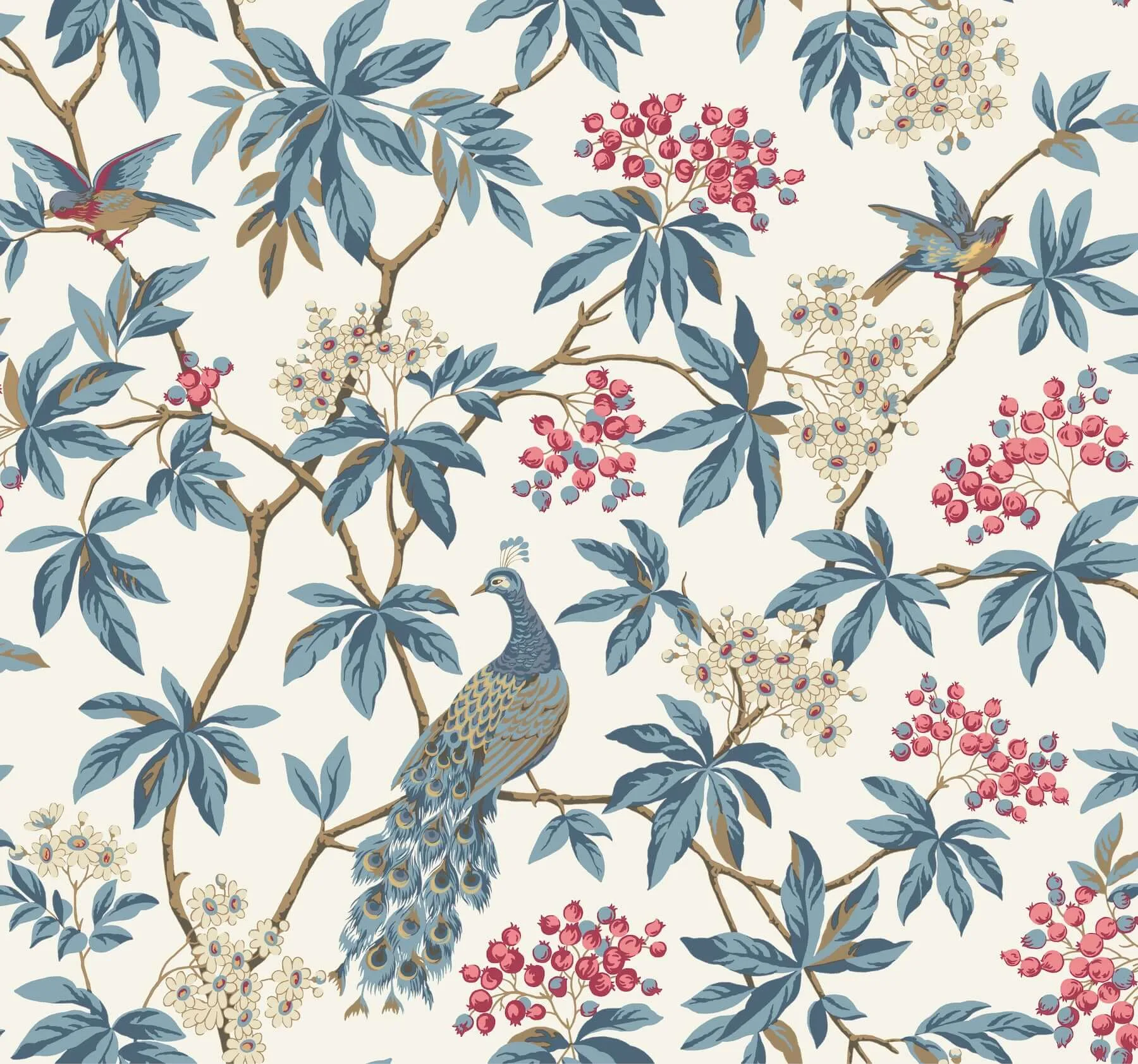 Ronald Redding Peacock Estate wallpaper, color White, SKU MX9666