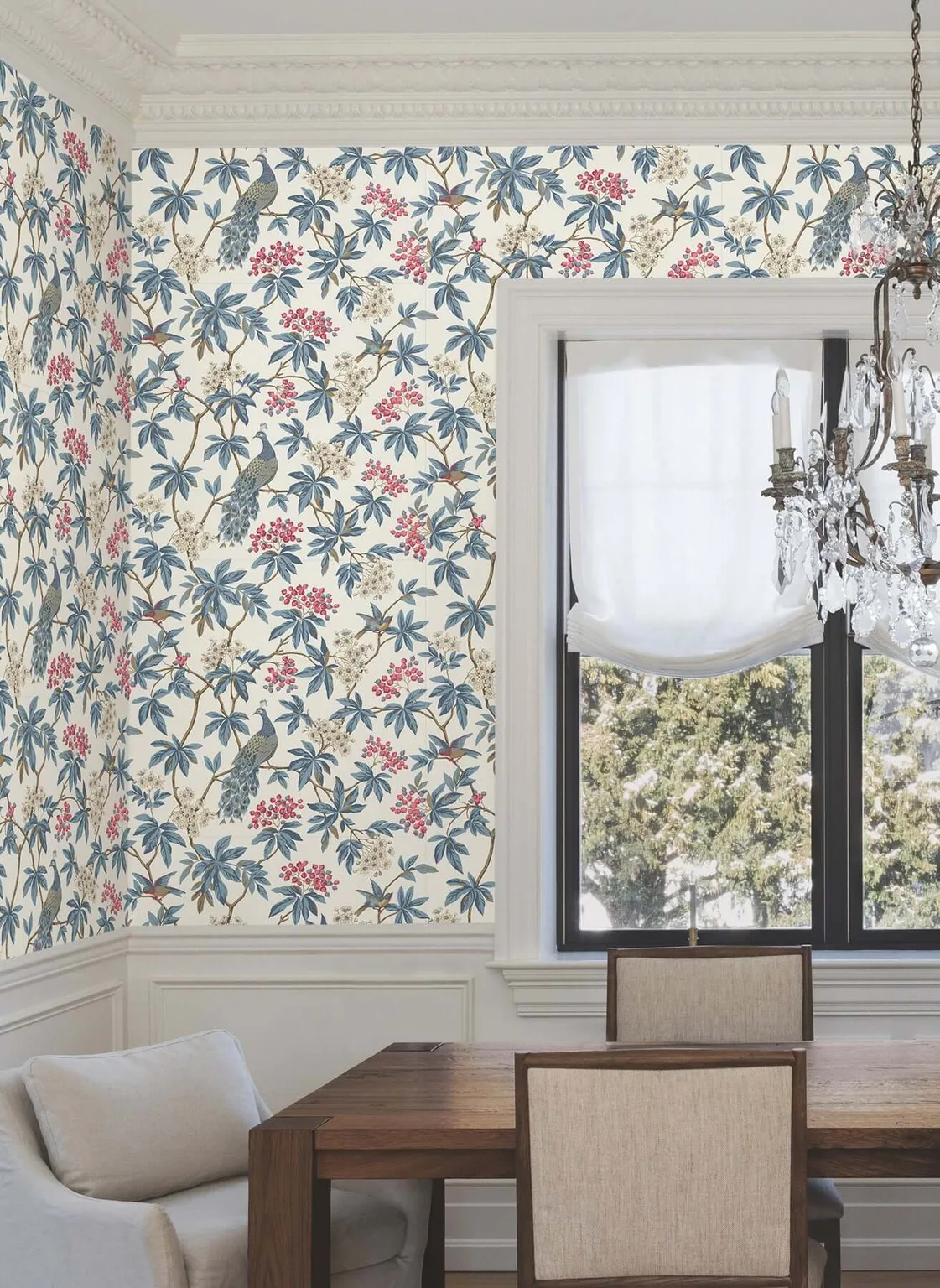 Ronald Redding Peacock Estate wallpaper, color White, SKU MX9666