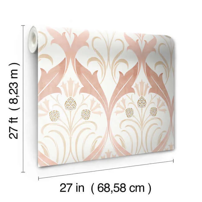 Ronald Redding Pine Cone Ribbon - Blush Wallpaper | Buy Online Ronald Redding Pine Cone Ribbon wallpaper, color Blush, SKU AC9175