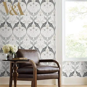Ronald Redding Pine Cone Ribbon wallpaper, color Charcoal Metallic, SKU AC9174