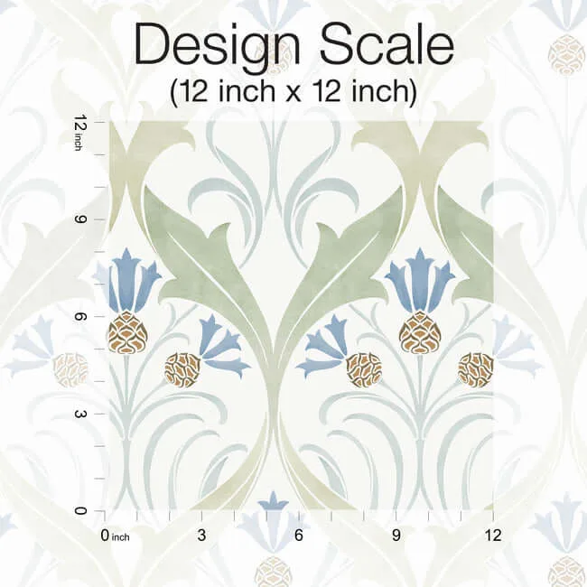 Ronald Redding Pine Cone Ribbon - Green & Blue Metallic Wallpaper | Buy Online Ronald Redding Pine Cone Ribbon wallpaper, color Green & Blue Metallic, SKU AC9173