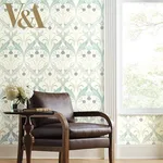 Ronald Redding Pine Cone Ribbon - Teal Wallpaper | Buy Online Ronald Redding Pine Cone Ribbon wallpaper, color Teal, SKU AC9171