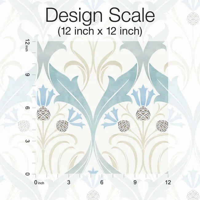 Ronald Redding Pine Cone Ribbon - Teal Wallpaper | Buy Online Ronald Redding Pine Cone Ribbon wallpaper, color Teal, SKU AC9171