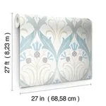 Ronald Redding Pine Cone Ribbon - Teal Wallpaper | Buy Online Ronald Redding Pine Cone Ribbon wallpaper, color Teal, SKU AC9171