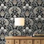 Ronald Redding Plume Dynasty - Black Wallpaper | Buy Online Ronald Redding Plume Dynasty wallpaper, color Black, SKU AC9101