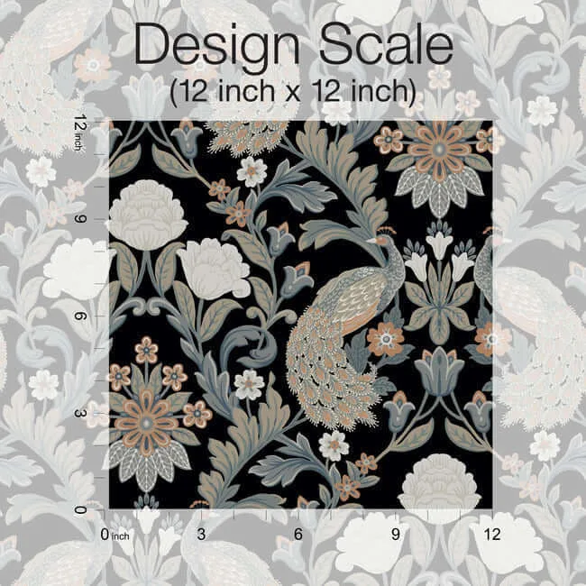 Ronald Redding Plume Dynasty - Black Wallpaper | Buy Online Ronald Redding Plume Dynasty wallpaper, color Black, SKU AC9101