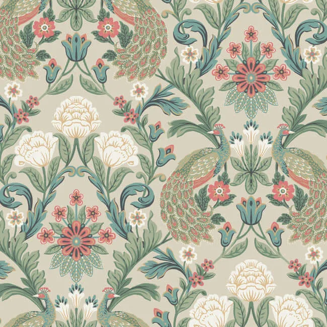 Ronald Redding Plume Dynasty wallpaper, color Taupe, SKU AC9104