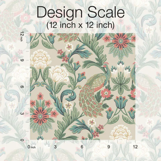 Ronald Redding Plume Dynasty wallpaper, color Taupe, SKU AC9104