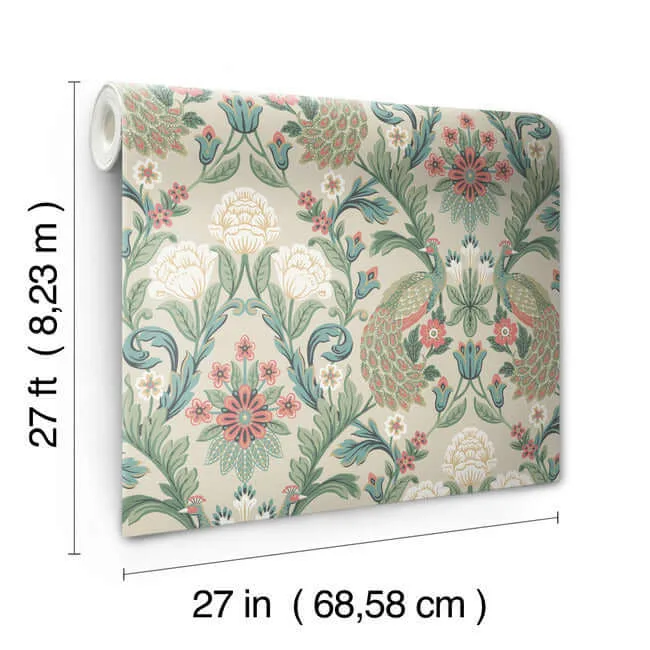 Ronald Redding Plume Dynasty wallpaper, color Taupe, SKU AC9104
