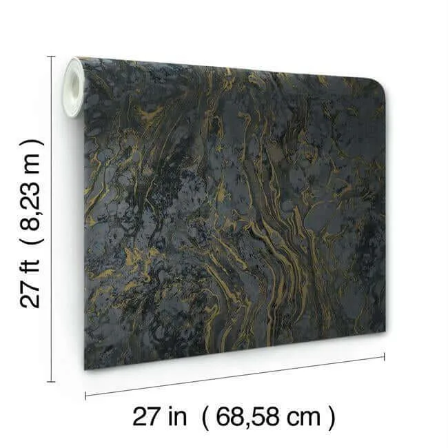 Ronald Redding Polished Marble - Black Wallpaper | Buy Online Ronald Redding Polished Marble wallpaper, color Black, SKU KT2224