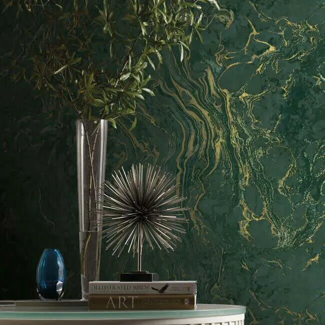 Ronald Redding Polished Marble wallpaper, color Green, SKU KT2222