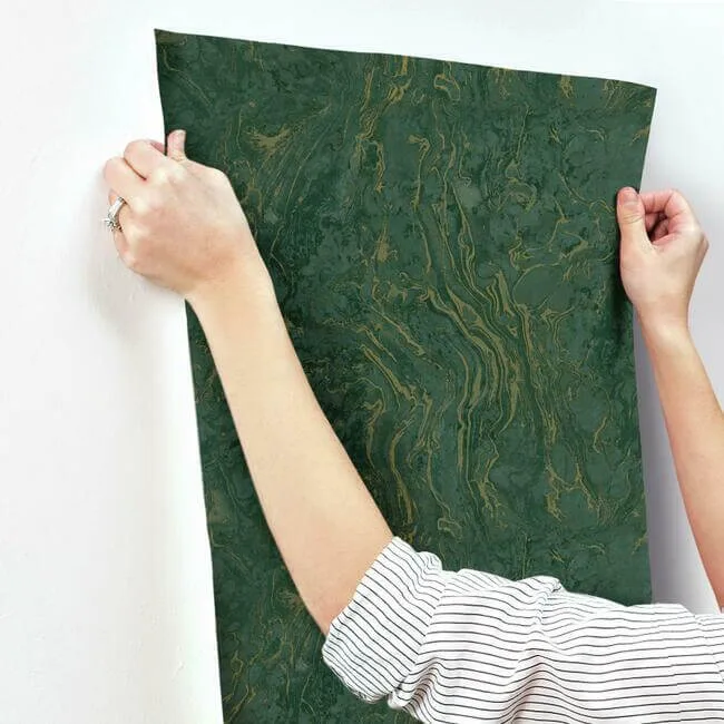 Ronald Redding Polished Marble wallpaper, color Green, SKU KT2222