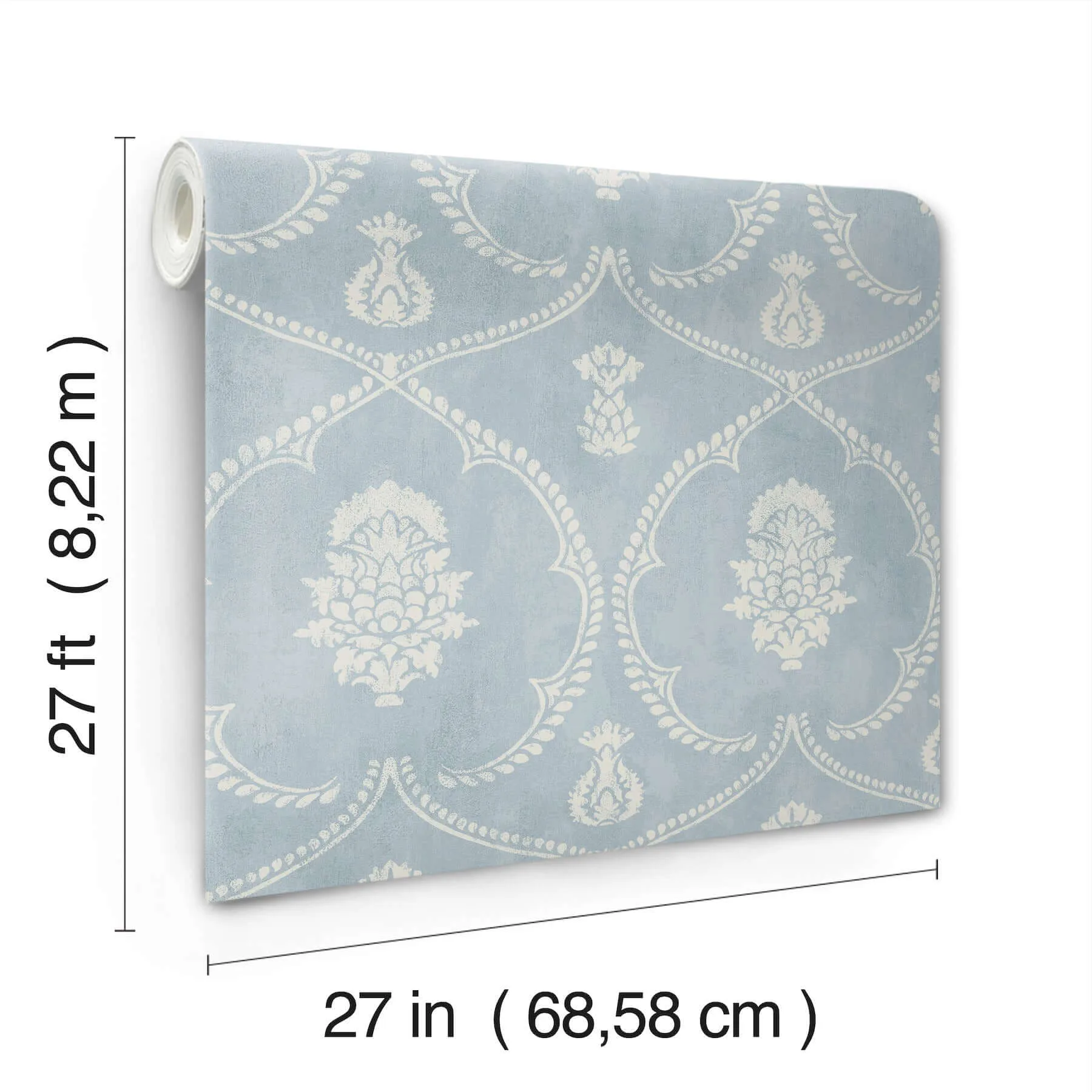 Ronald Redding Royal Damask - Blue Wallpaper | Buy Online Ronald Redding Royal Damask wallpaper, color Blue, SKU MX9644