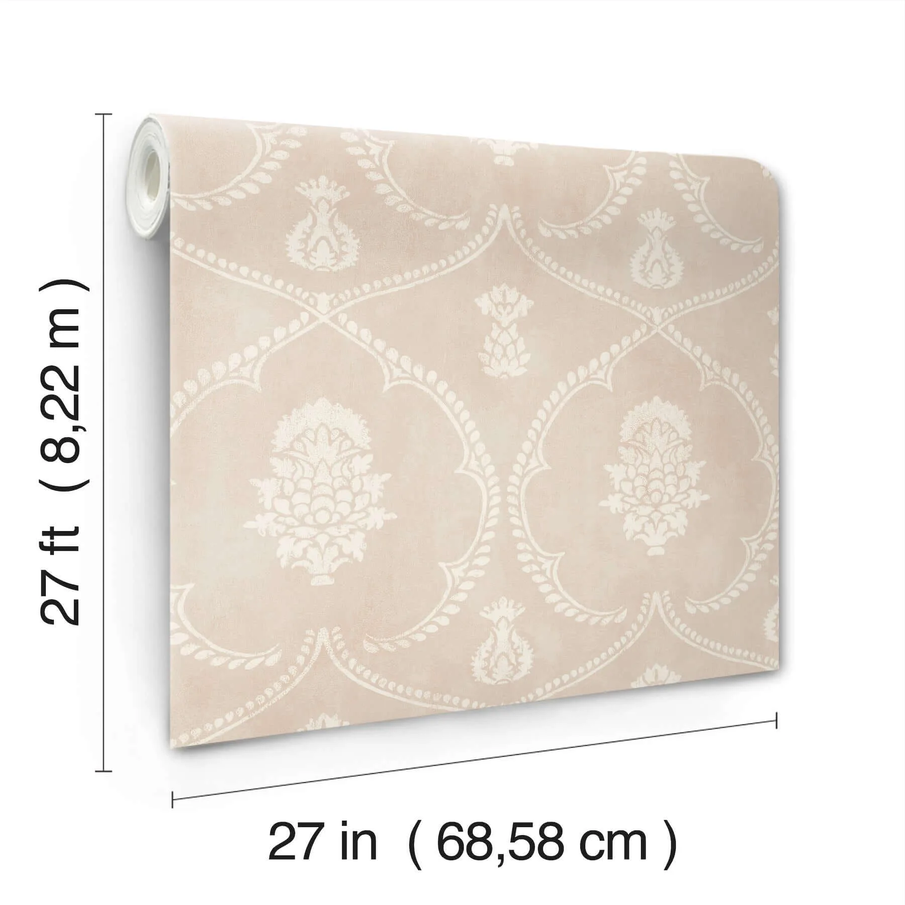 Ronald Redding Royal Damask - Blush Wallpaper | Buy Online Ronald Redding Royal Damask wallpaper, color Blush, SKU MX9646