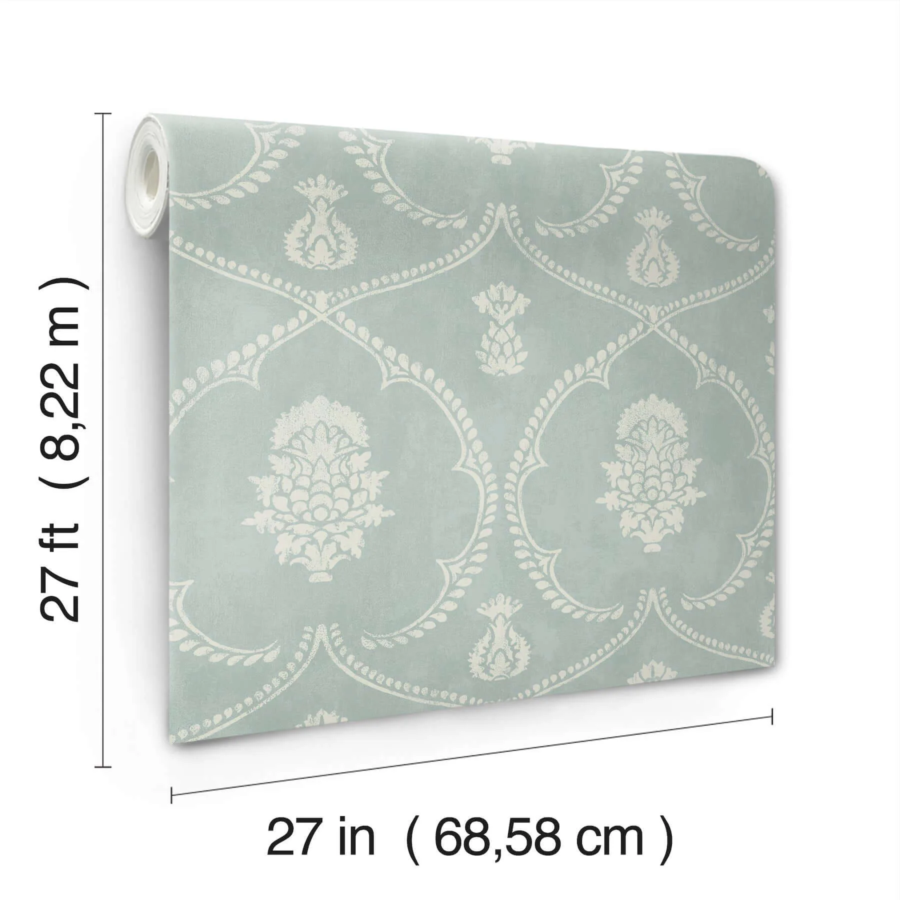 Ronald Redding Royal Damask wallpaper, color Jade, SKU MX9645