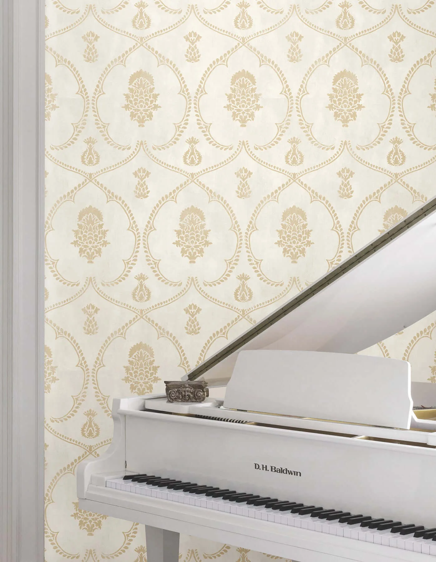 Ronald Redding Royal Damask - Soft Gold Wallpaper | Buy Online Ronald Redding Royal Damask wallpaper, color Soft Gold, SKU MX9643
