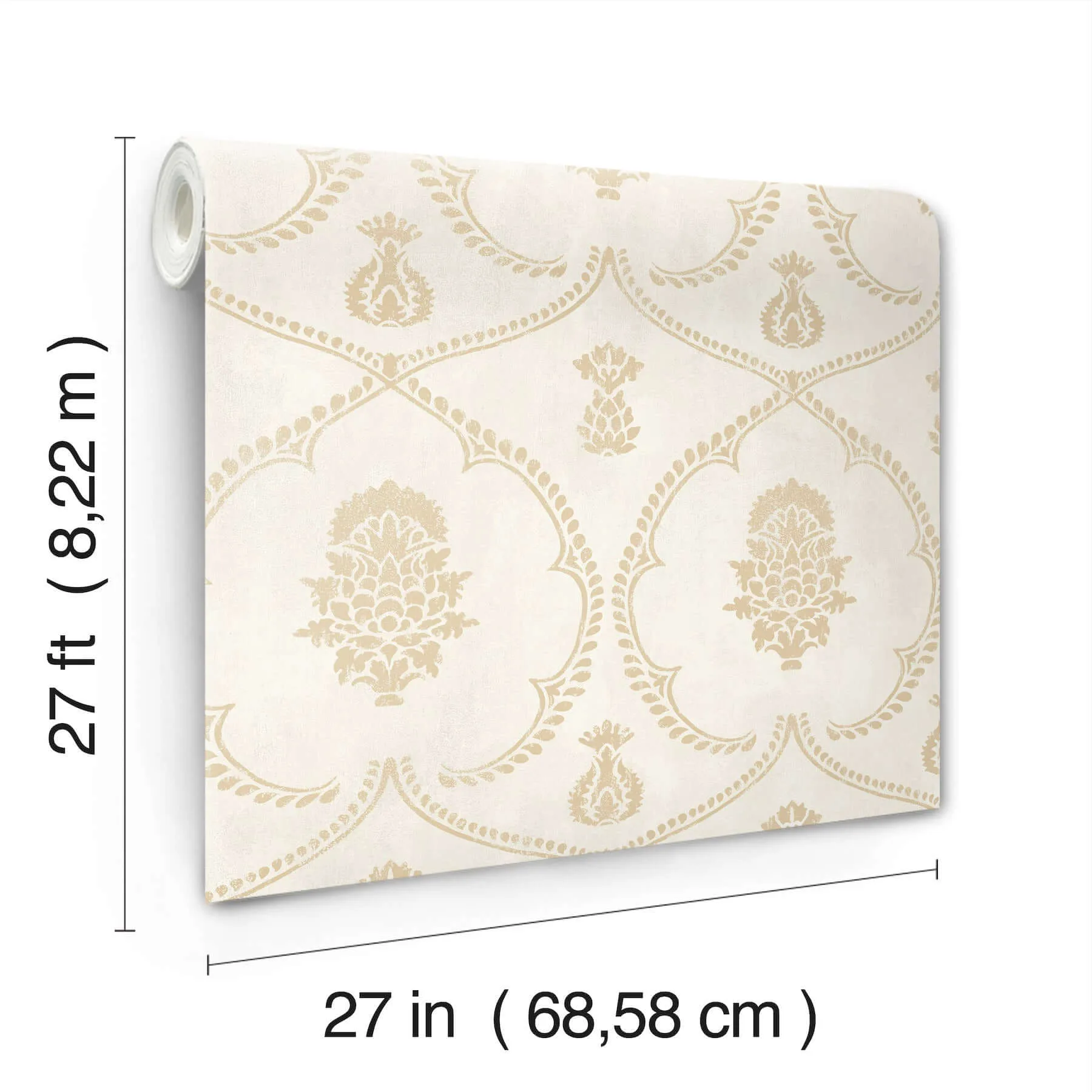 Ronald Redding Royal Damask - Soft Gold Wallpaper | Buy Online Ronald Redding Royal Damask wallpaper, color Soft Gold, SKU MX9643