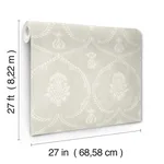 Ronald Redding Royal Damask wallpaper, color Soft Grey, SKU MX9642